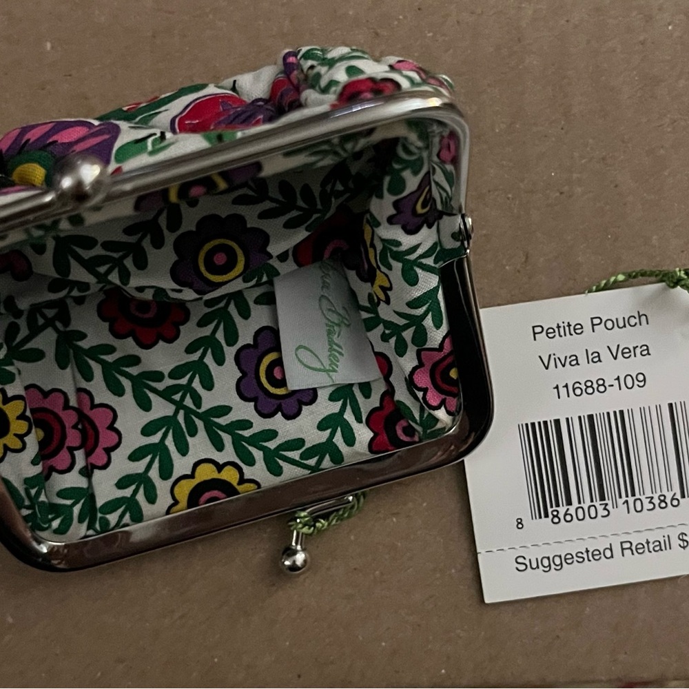 Vera Bradley Petite Pouch Viva La Vera Kiss-Lock Coin Purse - Picture 4 of 4